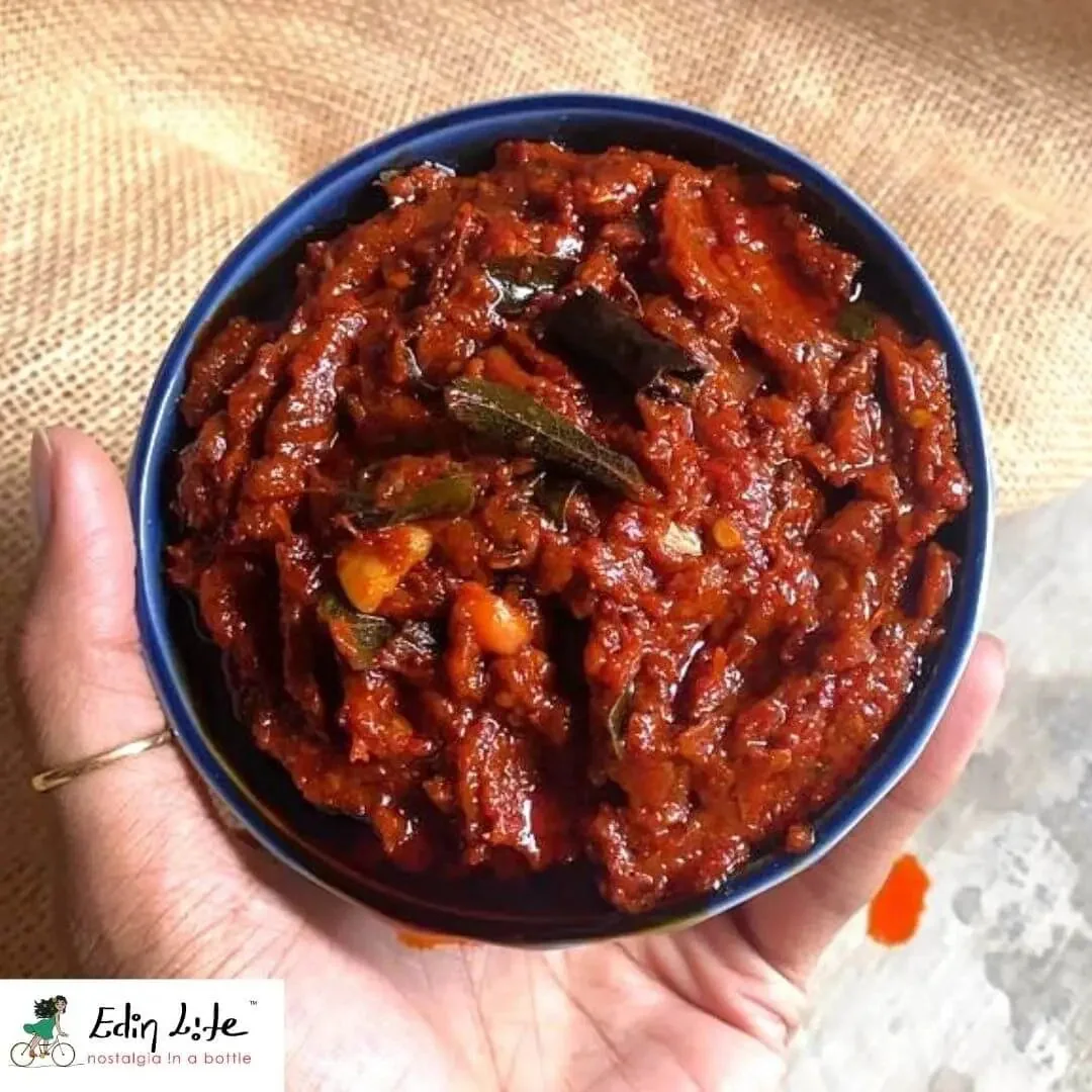 Edin Life red chilli pickle in a bowl